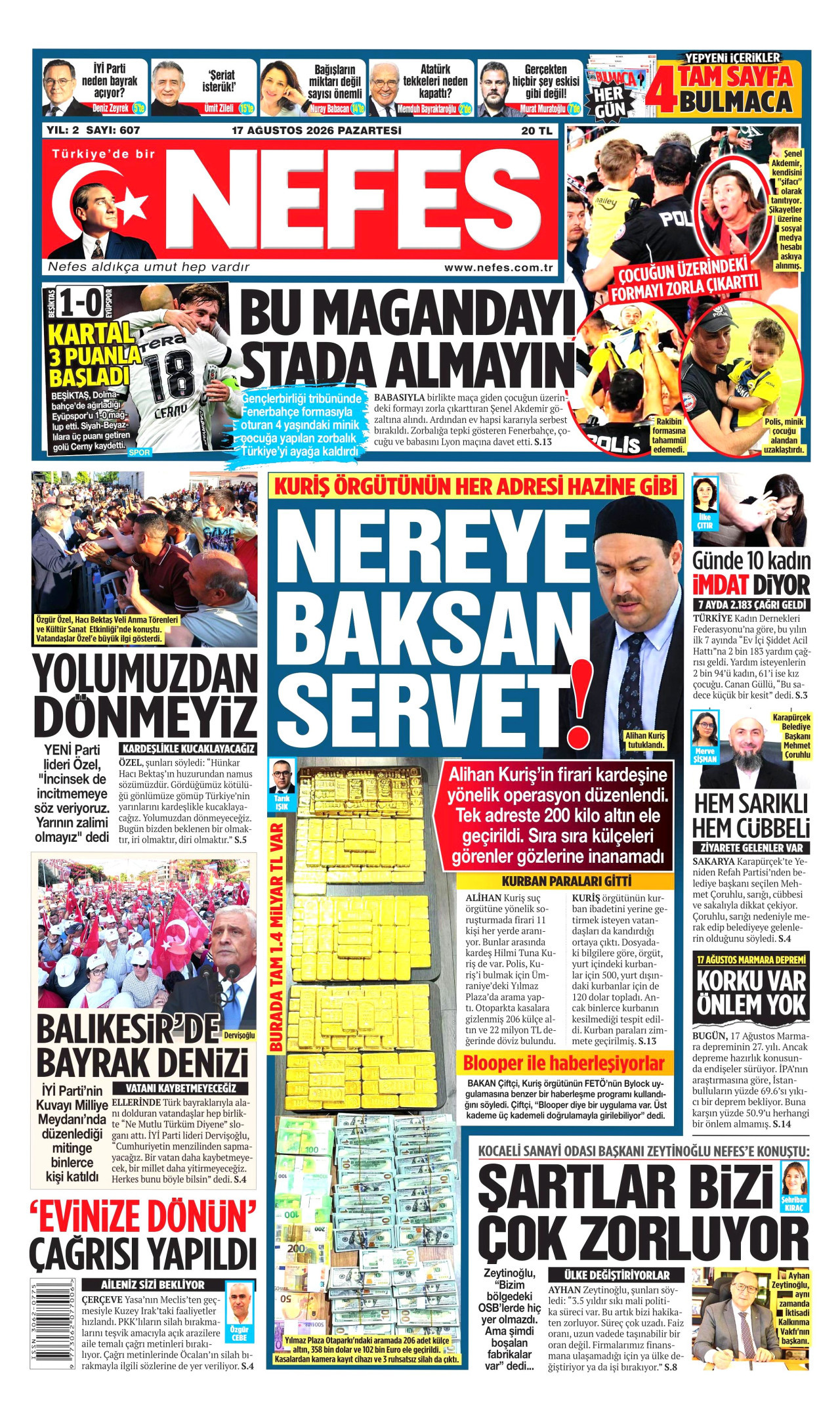 NEFES 17 Ağustos 2026 Gazete Manşeti Büyük
