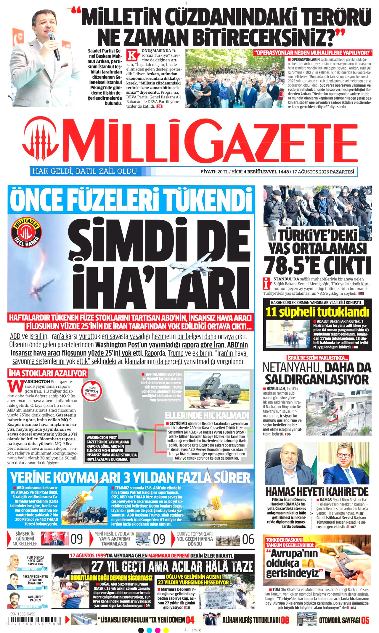 MİLLİ GAZETE 17 Ağustos 2026 Gazete Manşeti Büyük