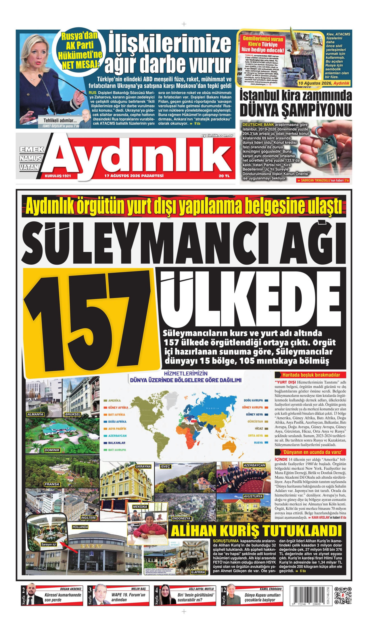 AYDINLIK GAZETESİ 17 Ağustos 2026 Gazete Manşeti Büyük
