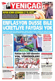 YENİÇAĞ 17 Ağustos 2026 Gazete Manşeti Küçük