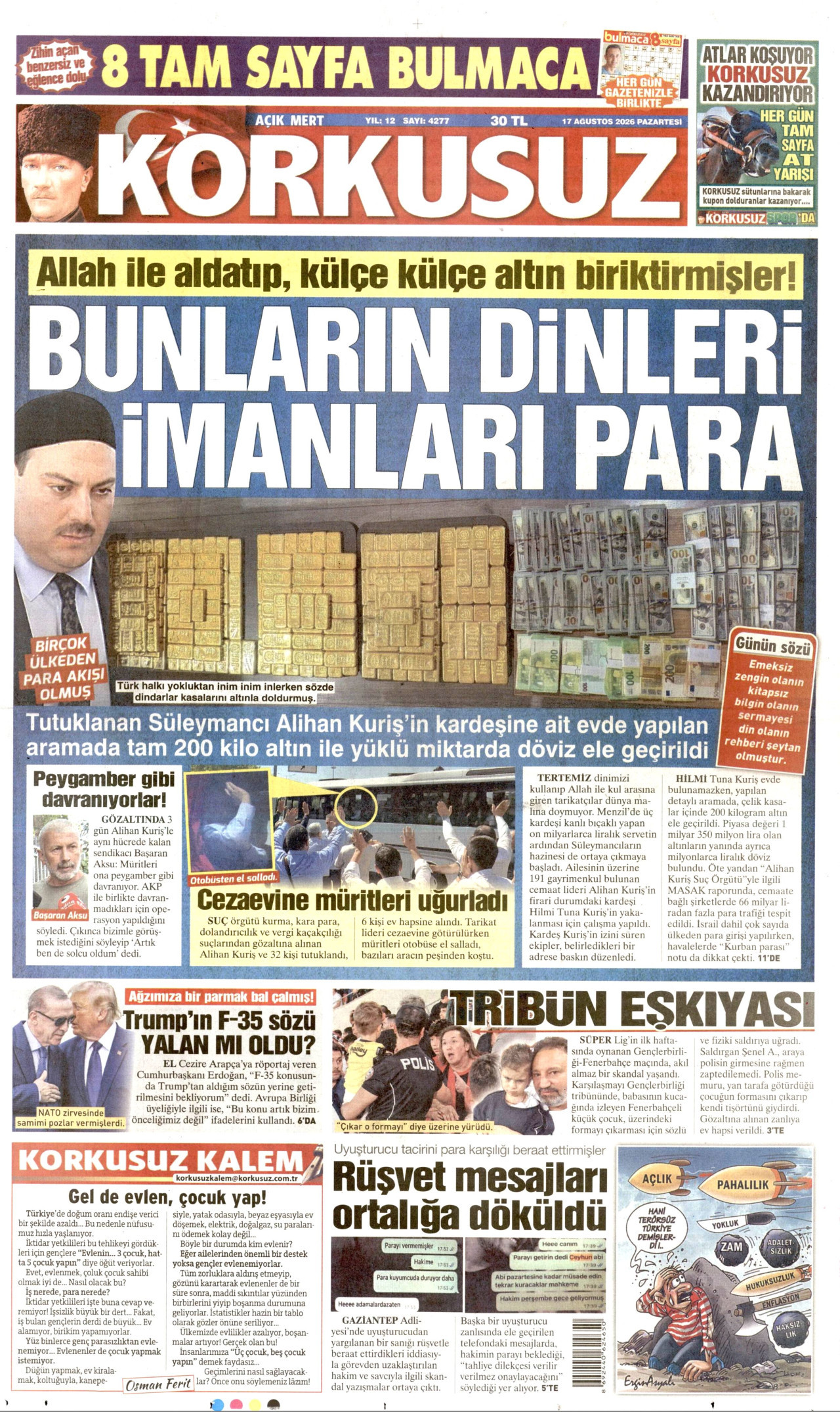 KORKUSUZ 17 Ağustos 2026 Gazete Manşeti Büyük