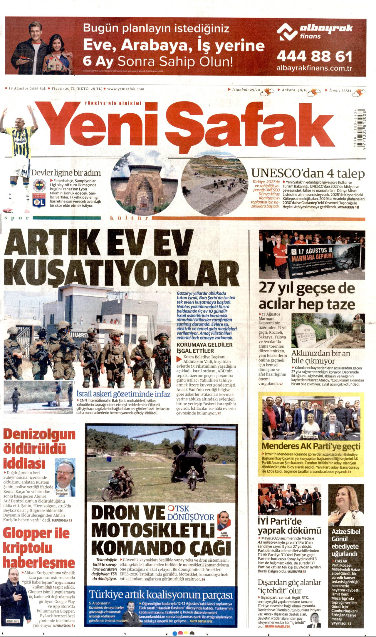 YENİ ŞAFAK 18 Ağustos 2026 Gazete Manşeti Büyük