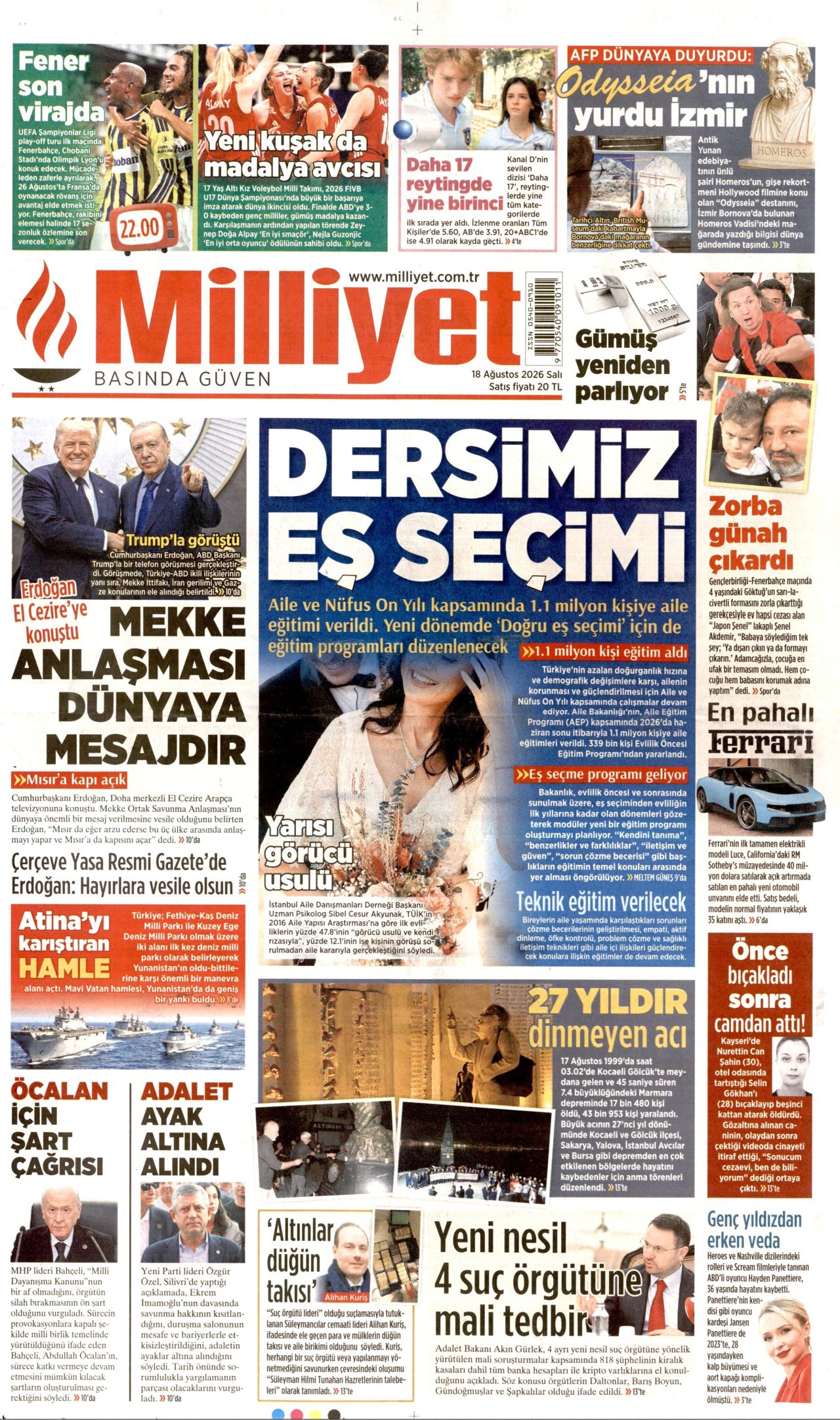 MİLLİYET 18 Ağustos 2026 Gazete Manşeti Büyük