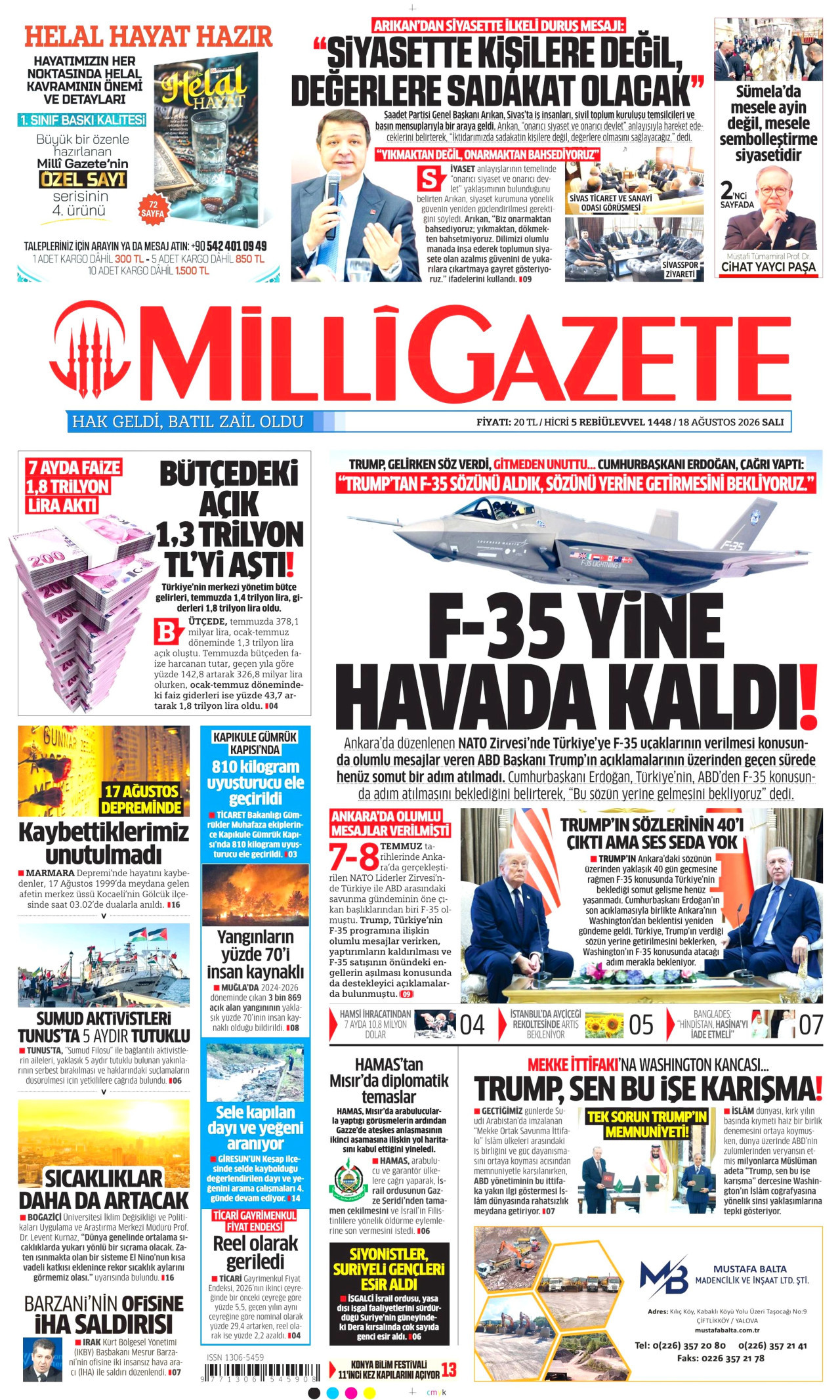 MİLLİ GAZETE 18 Ağustos 2026 Gazete Manşeti Büyük