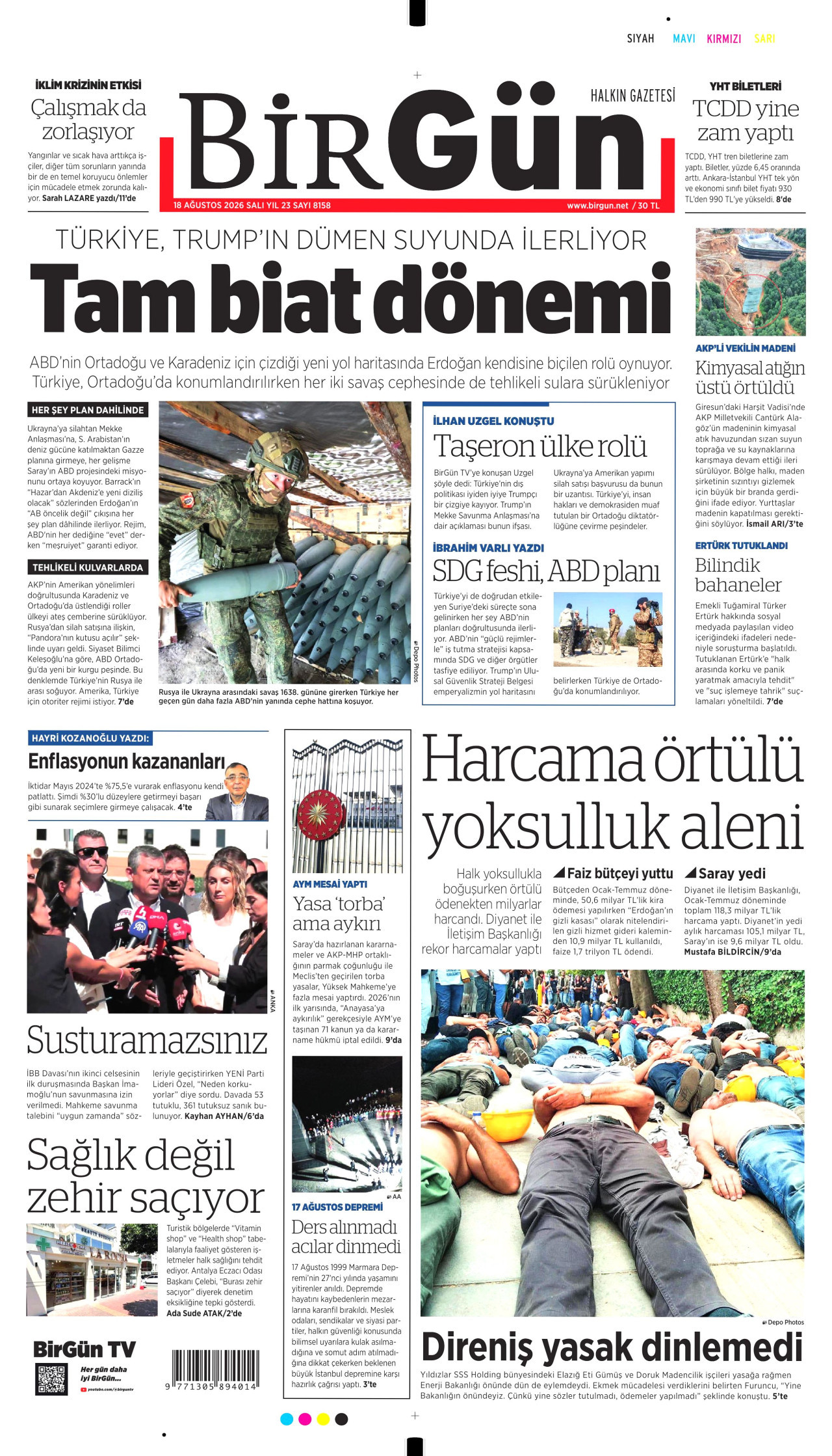 BİRGÜN 18 Ağustos 2026 Gazete Manşeti Büyük