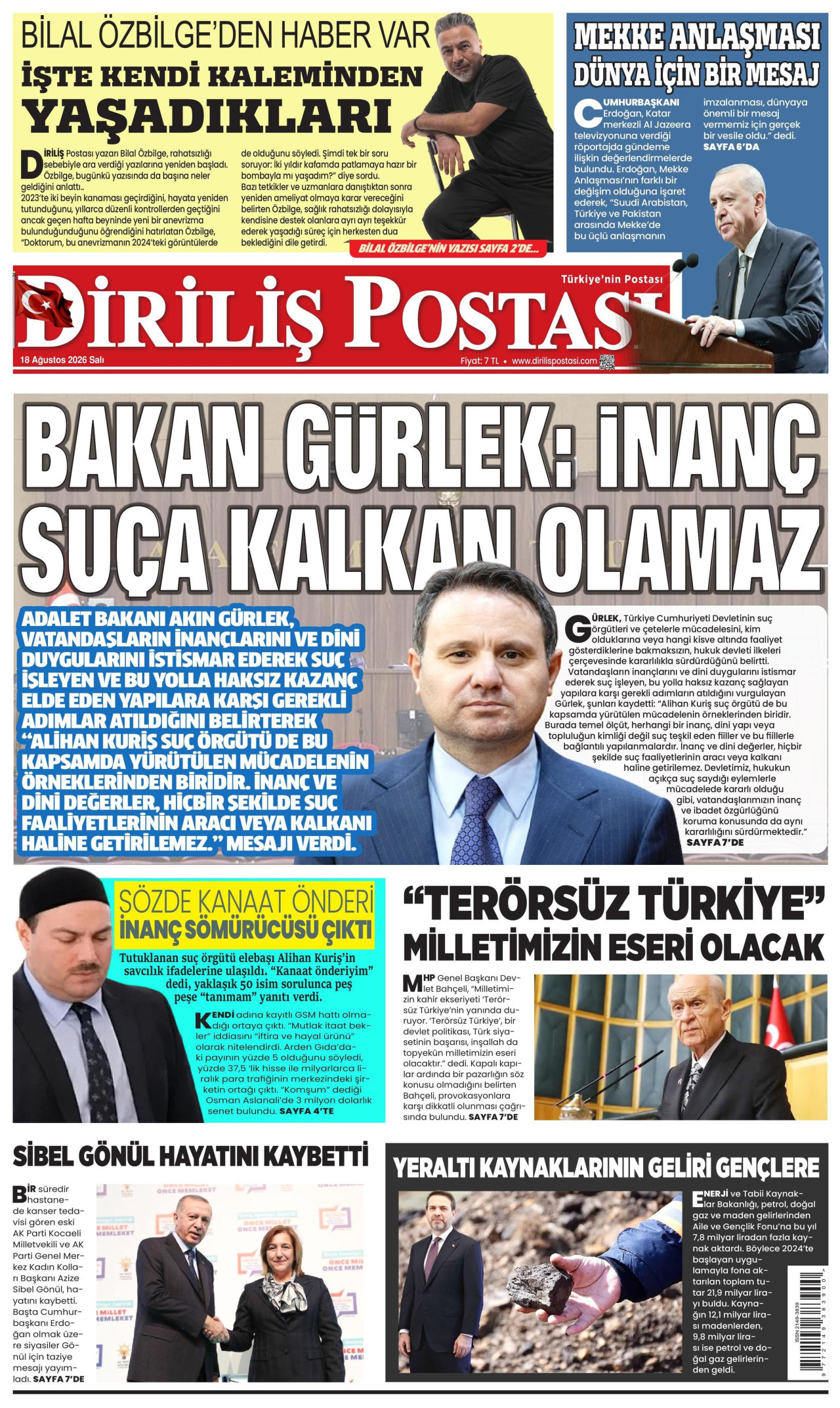 DİRİLİŞ POSTASI 18 Ağustos 2026 Gazete Manşeti Büyük