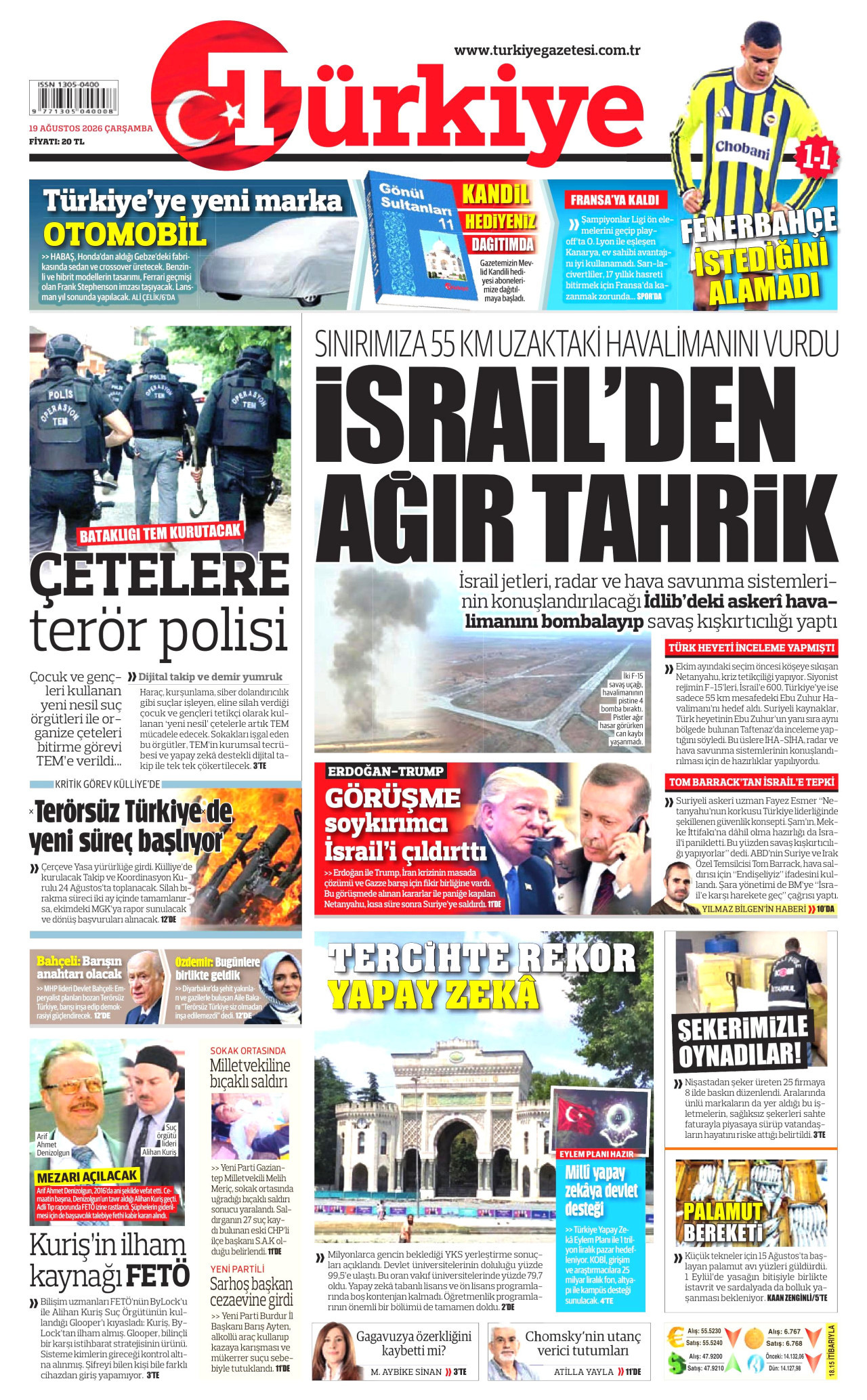 TÜRKİYE GAZETESİ 19 Ağustos 2026 Gazete Manşeti Büyük