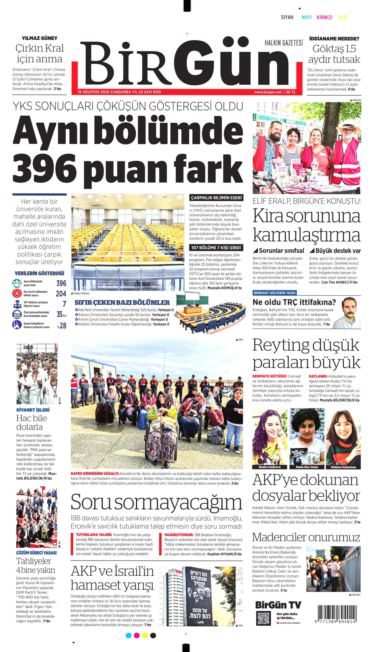 BİRGÜN 19 Ağustos 2026 Gazete Manşeti Büyük