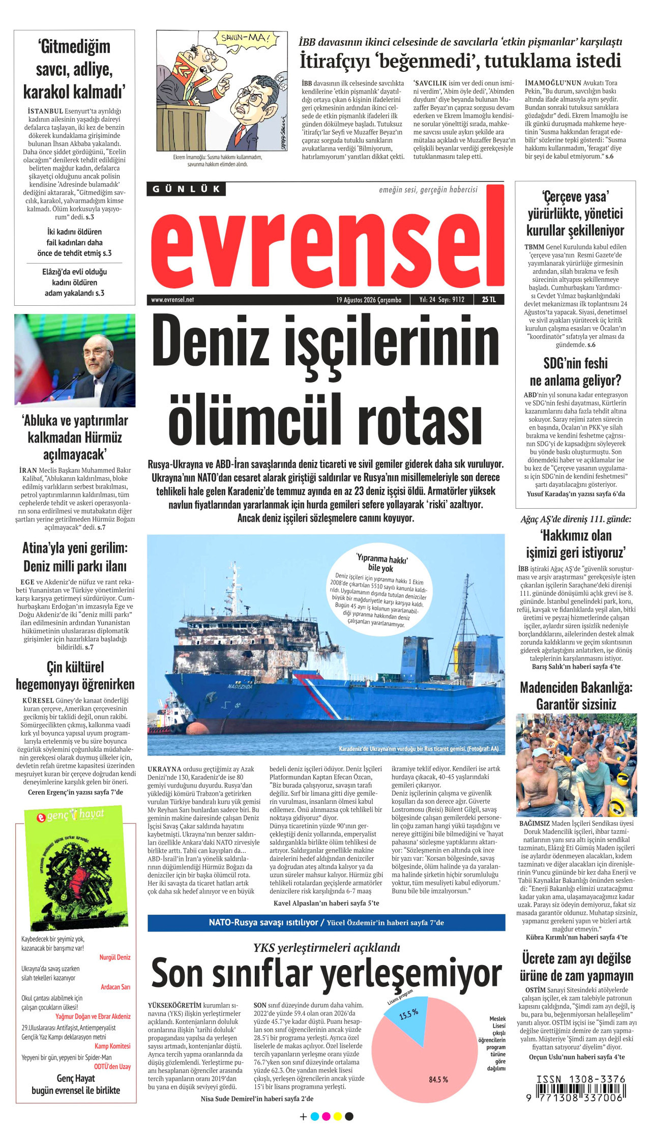 EVRENSEL 19 Ağustos 2026 Gazete Manşeti Büyük