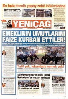 YENİÇAĞ 19 Ağustos 2026 Gazete Manşeti Küçük