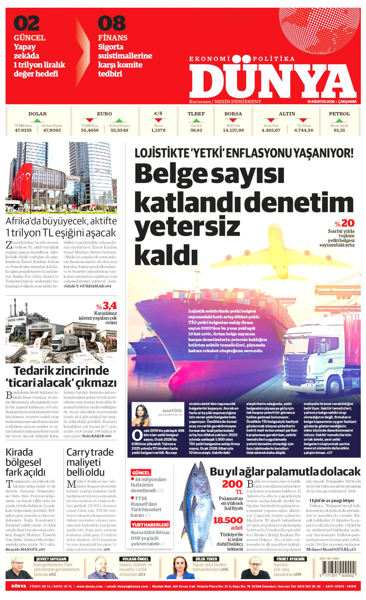 DÜNYA 19 Ağustos 2026 Gazete Manşeti Büyük