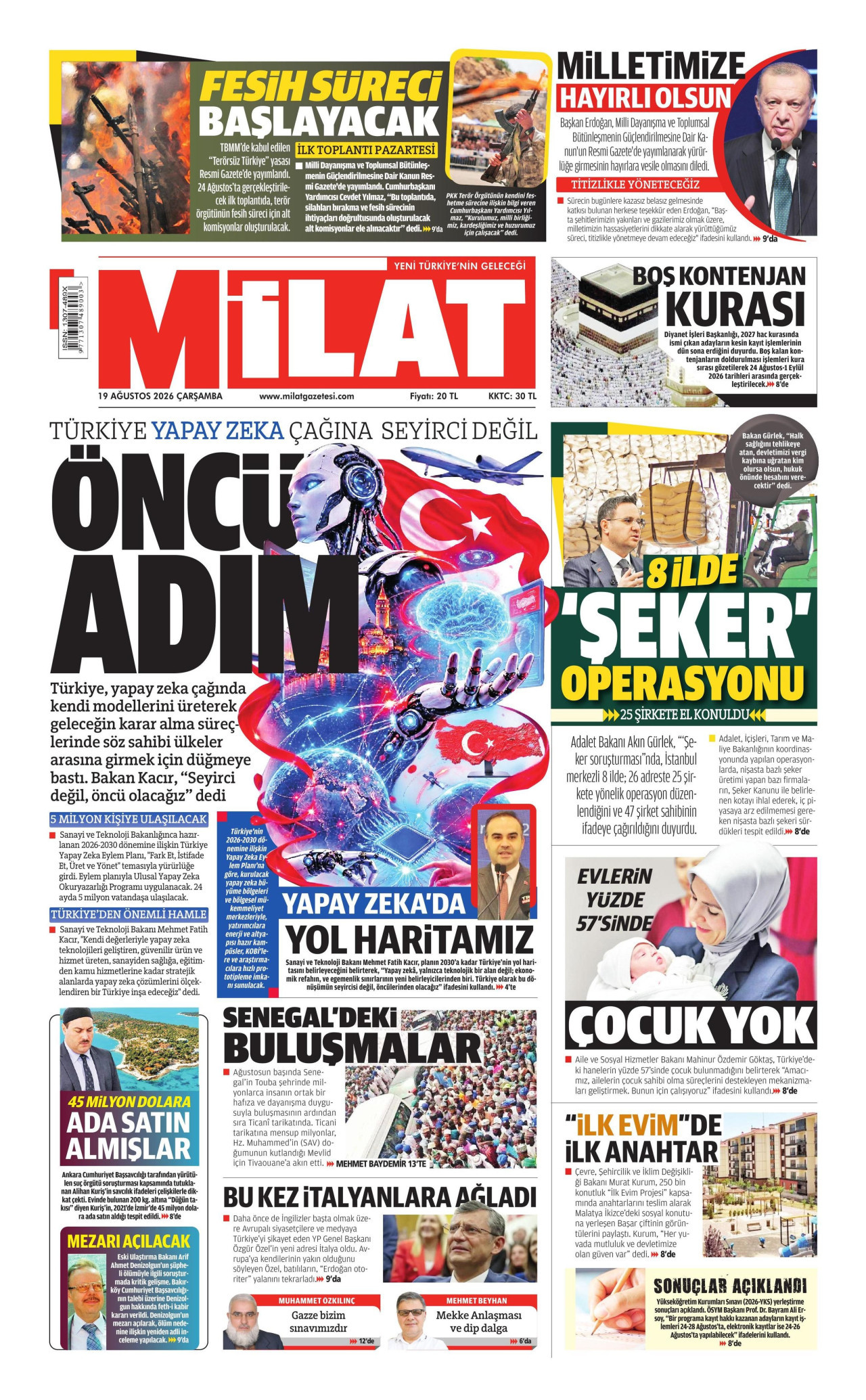 MİLAT 19 Ağustos 2026 Gazete Manşeti Büyük