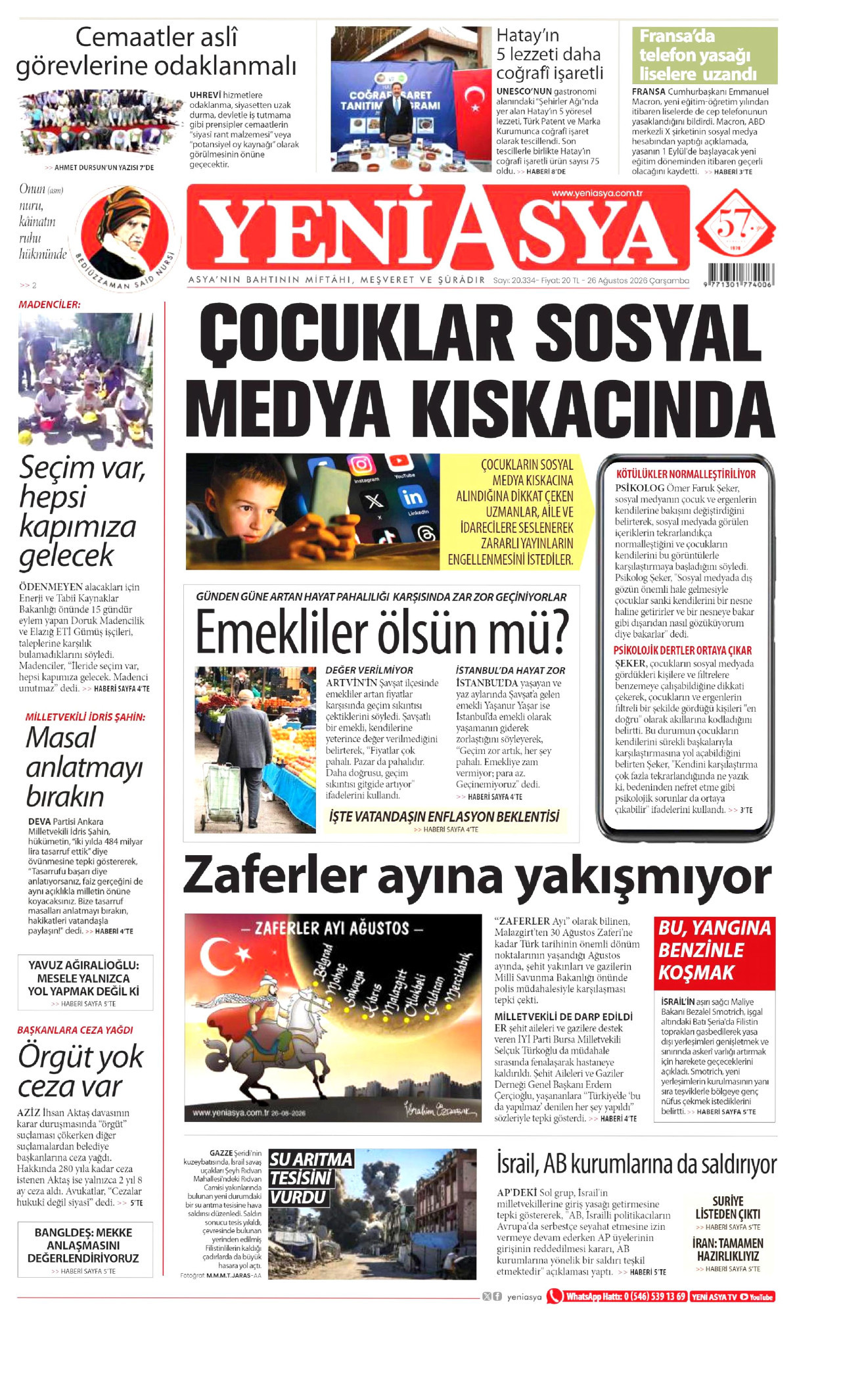 YENİ ASYA 26 Ağustos 2026 Gazete Manşeti Büyük