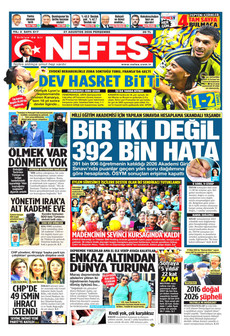 NEFES 27 Ağustos 2026 gazete manşeti