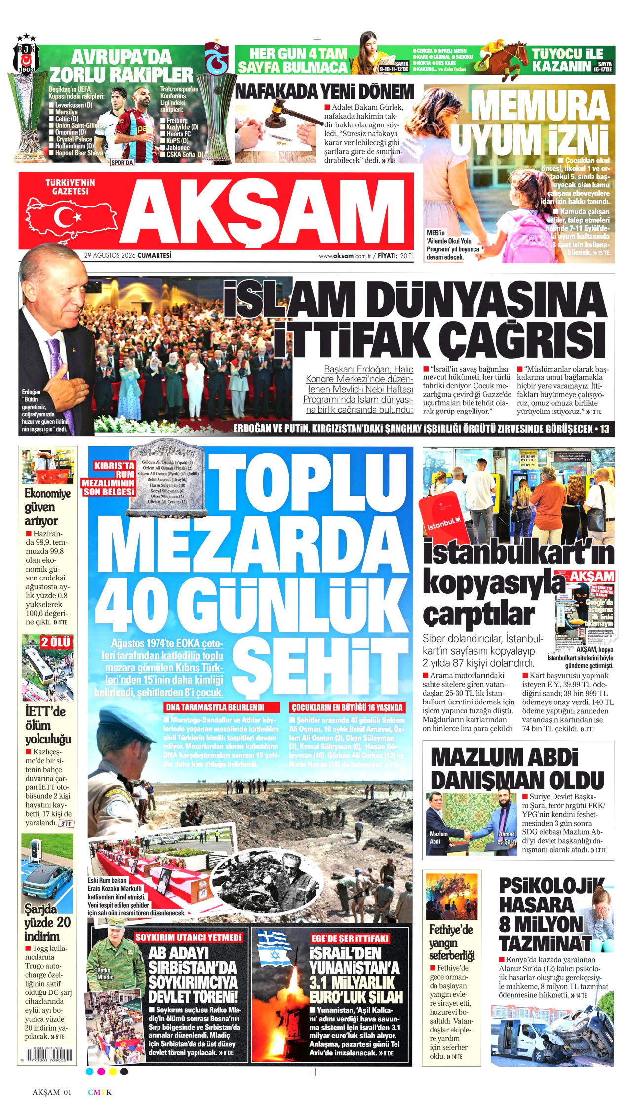 AKŞAM 29 Ağustos 2026 Gazete Manşeti Büyük