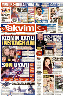 TAKVİM 29 Ağustos 2026 gazete manşeti