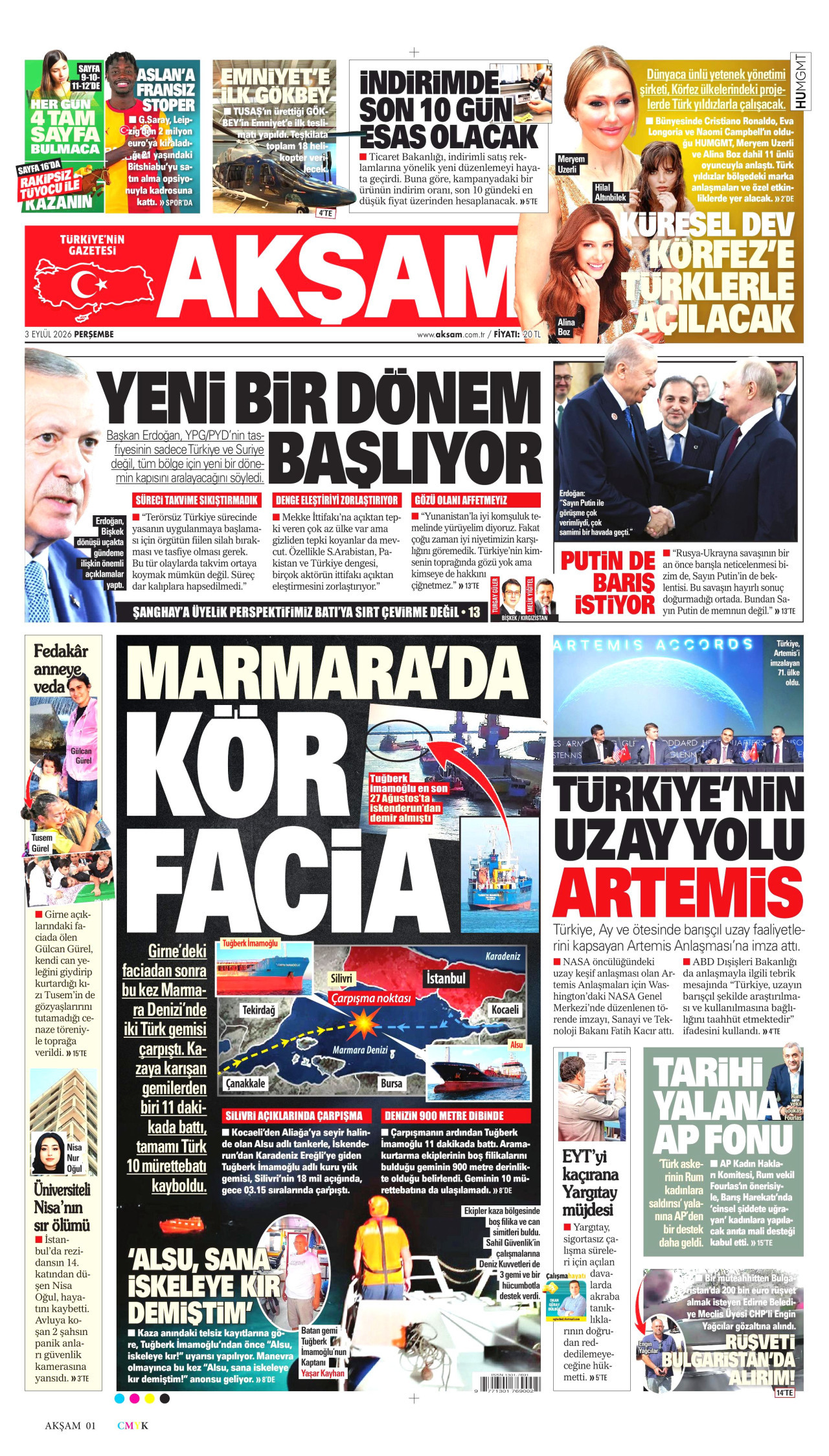 AKŞAM 3 Eylül 2026 Gazete Manşeti Büyük
