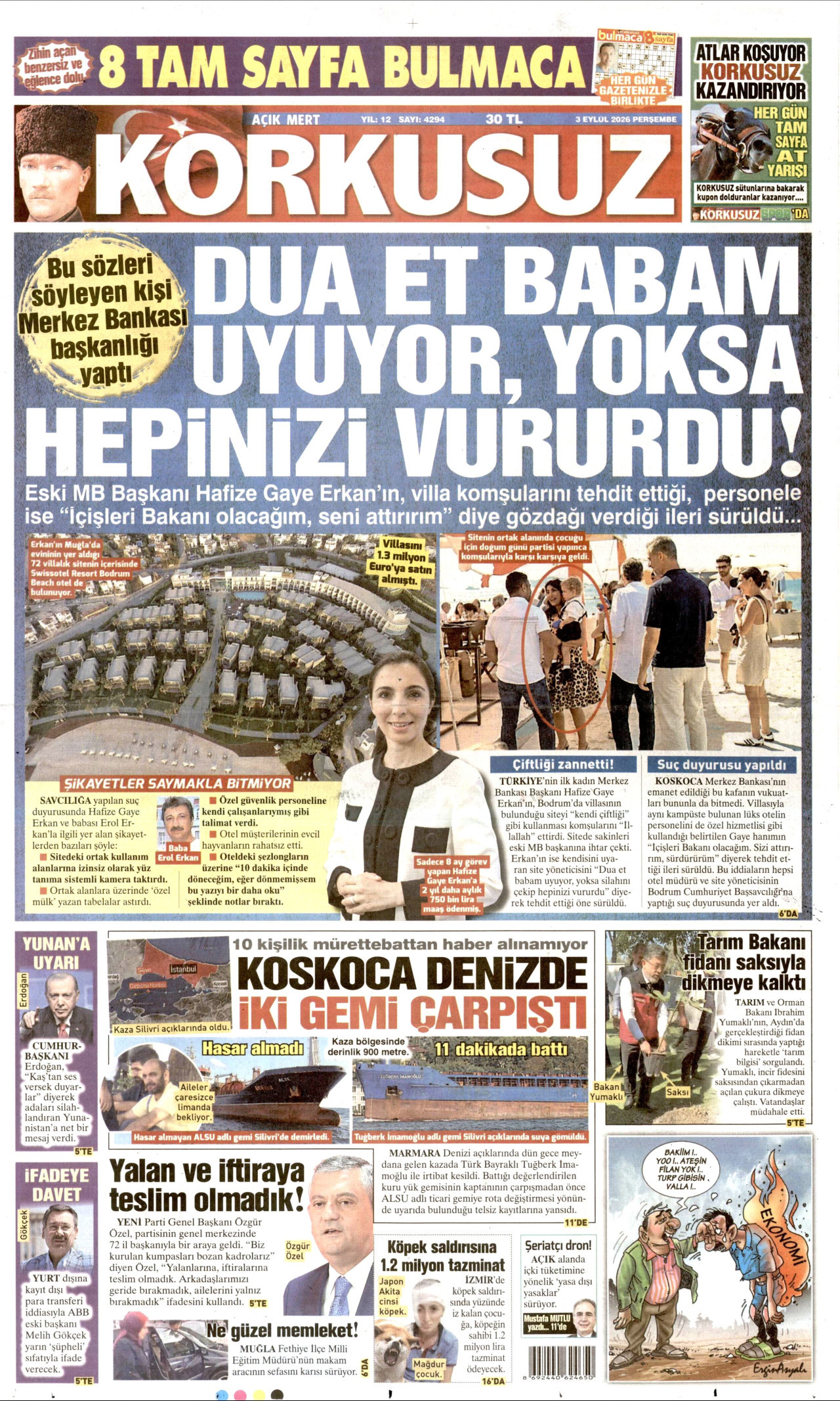 KORKUSUZ 3 Eylül 2026 Gazete Manşeti Büyük