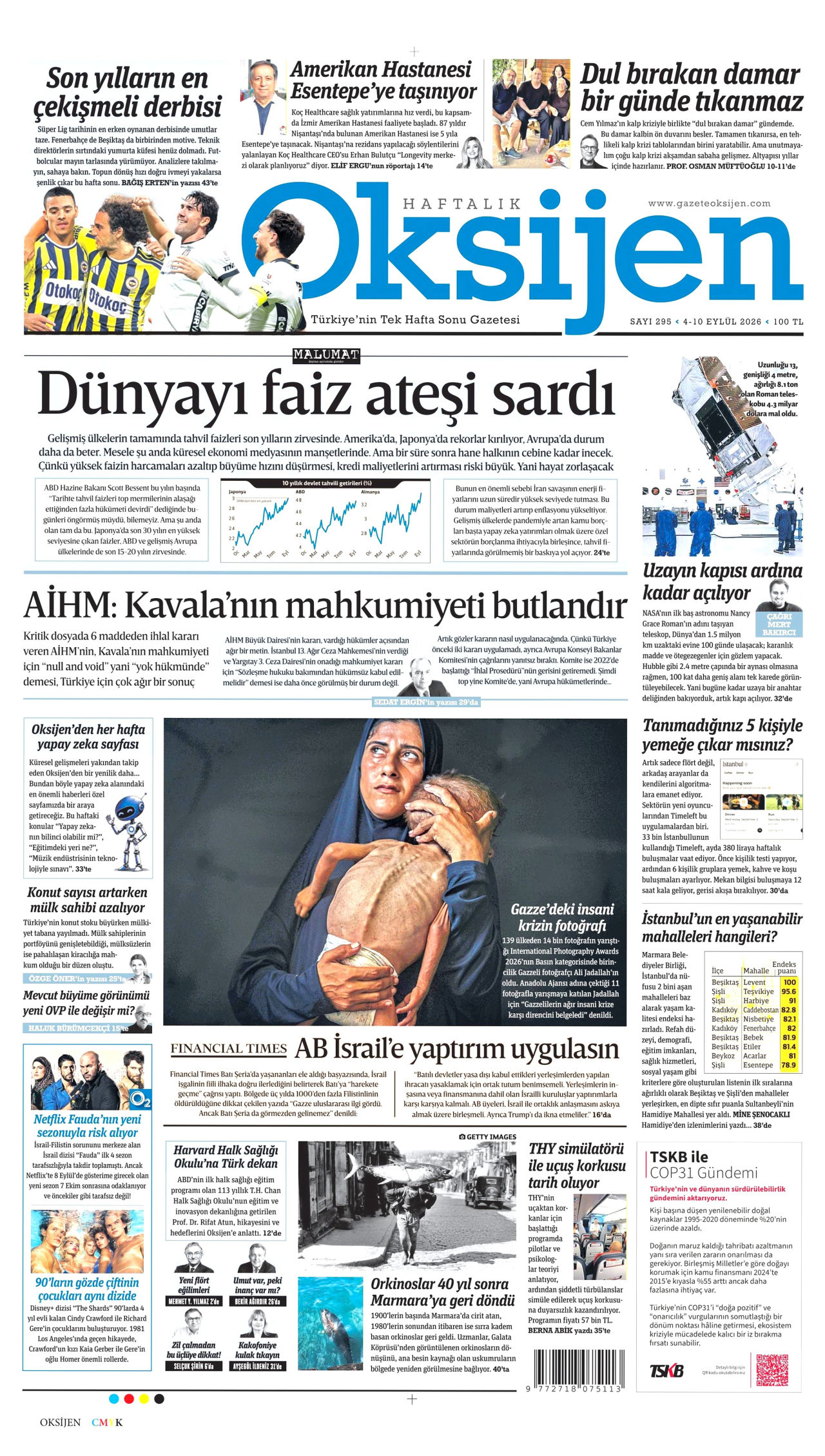 OKSİJEN gazetesinin 4 Eylül 2026 tarihli birinci sayfası