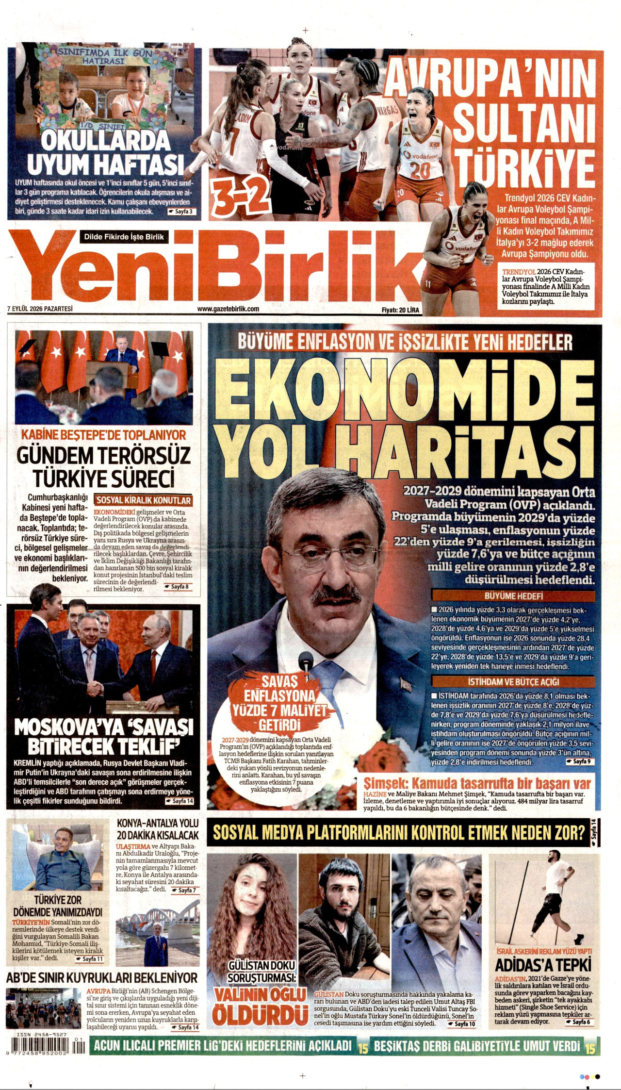 YENİBİRLİK 7 Eylül 2026 Gazete Manşeti Büyük
