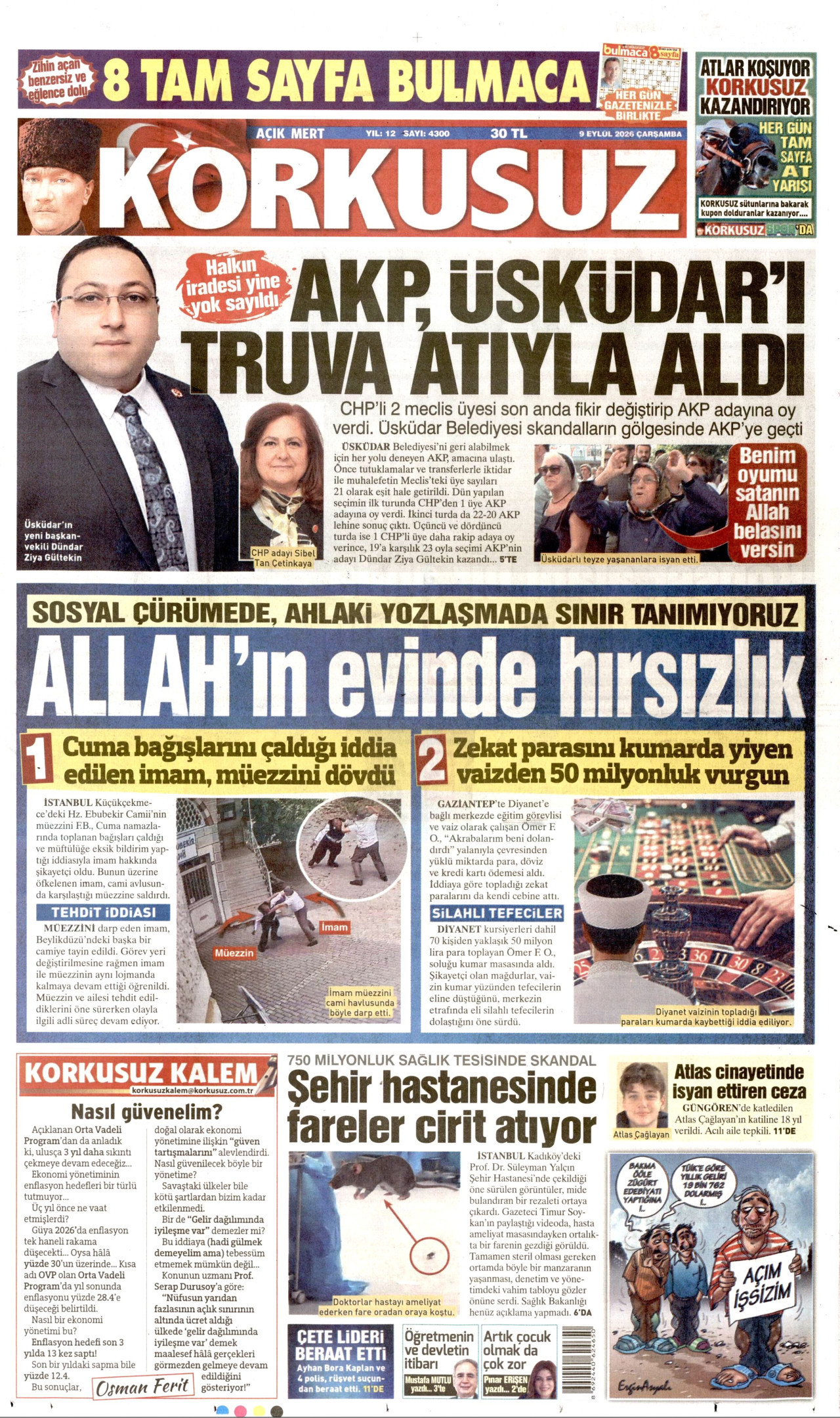 KORKUSUZ 9 Eylül 2026 Gazete Manşeti Büyük