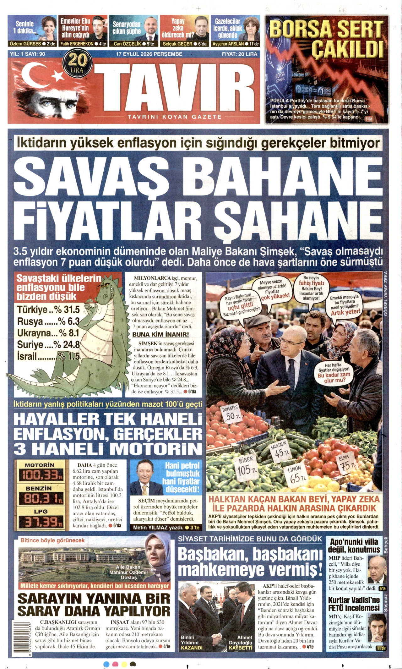 TAVIR GAZETESİ gazetesinin 17 Eylül 2026 tarihli birinci sayfası