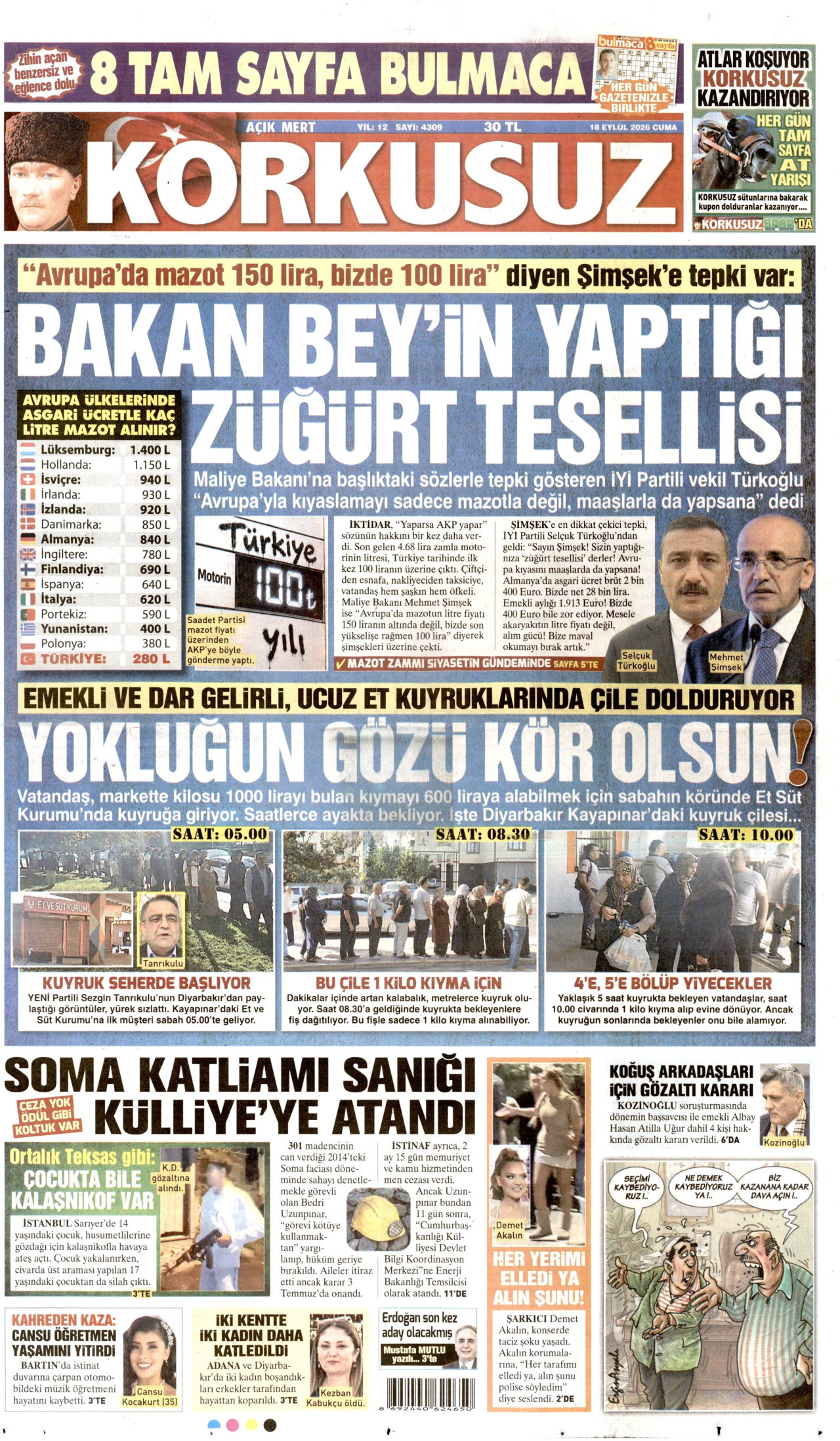 KORKUSUZ 18 Eylül 2026 Gazete Manşeti Büyük